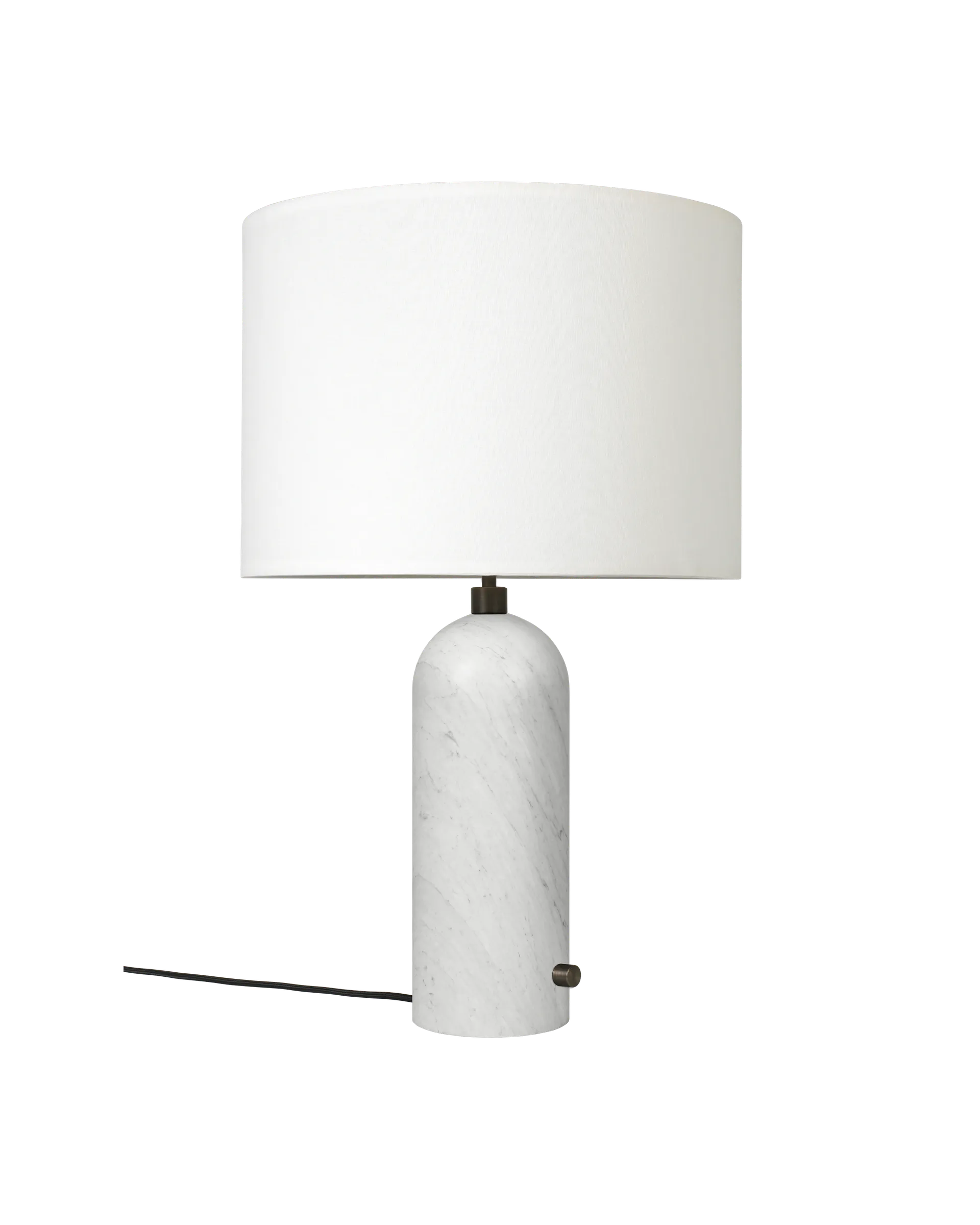 Gravity Table Lamp - White Marble and White Shade - Large
