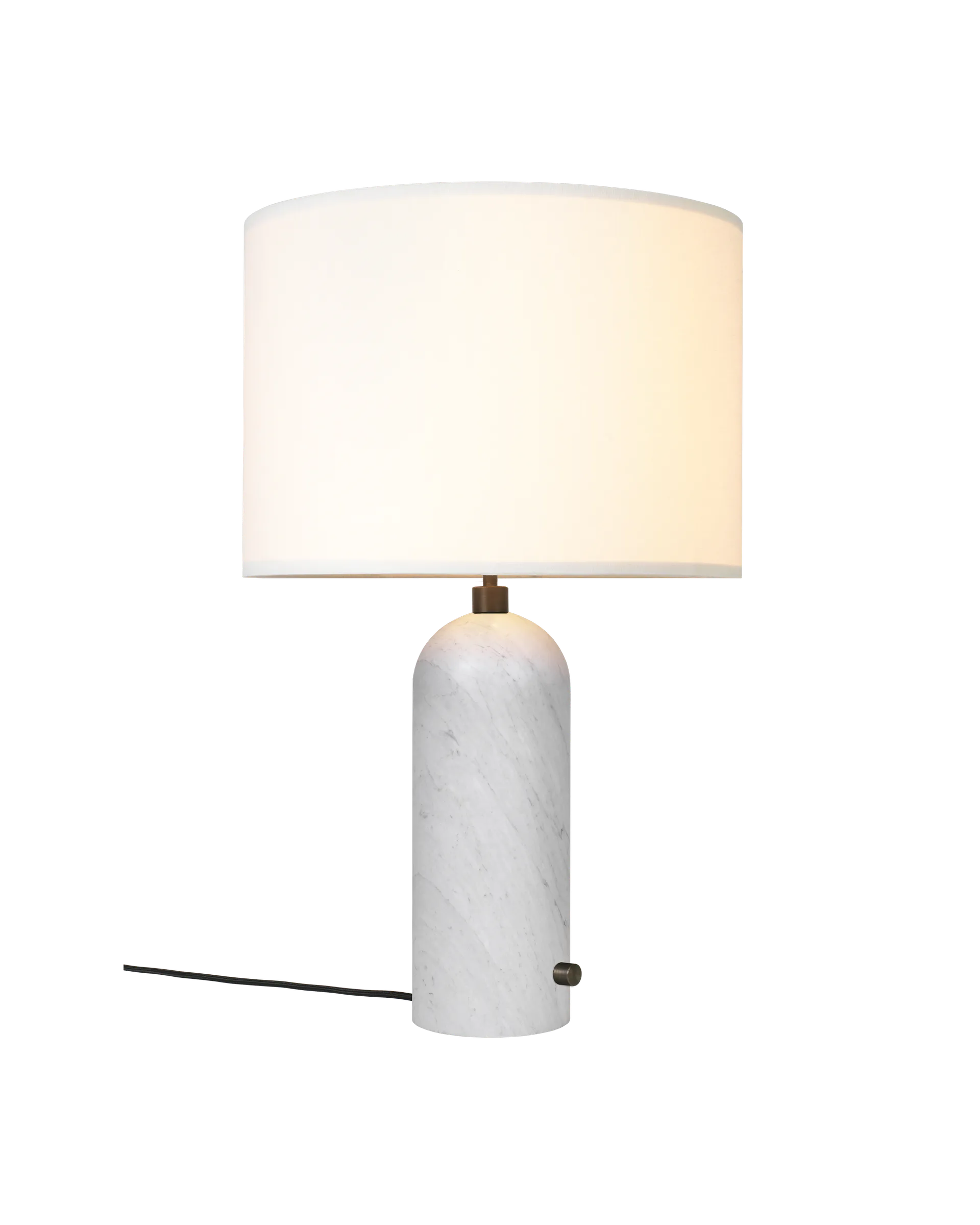 Gravity Table Lamp - White Marble and White Shade - Large