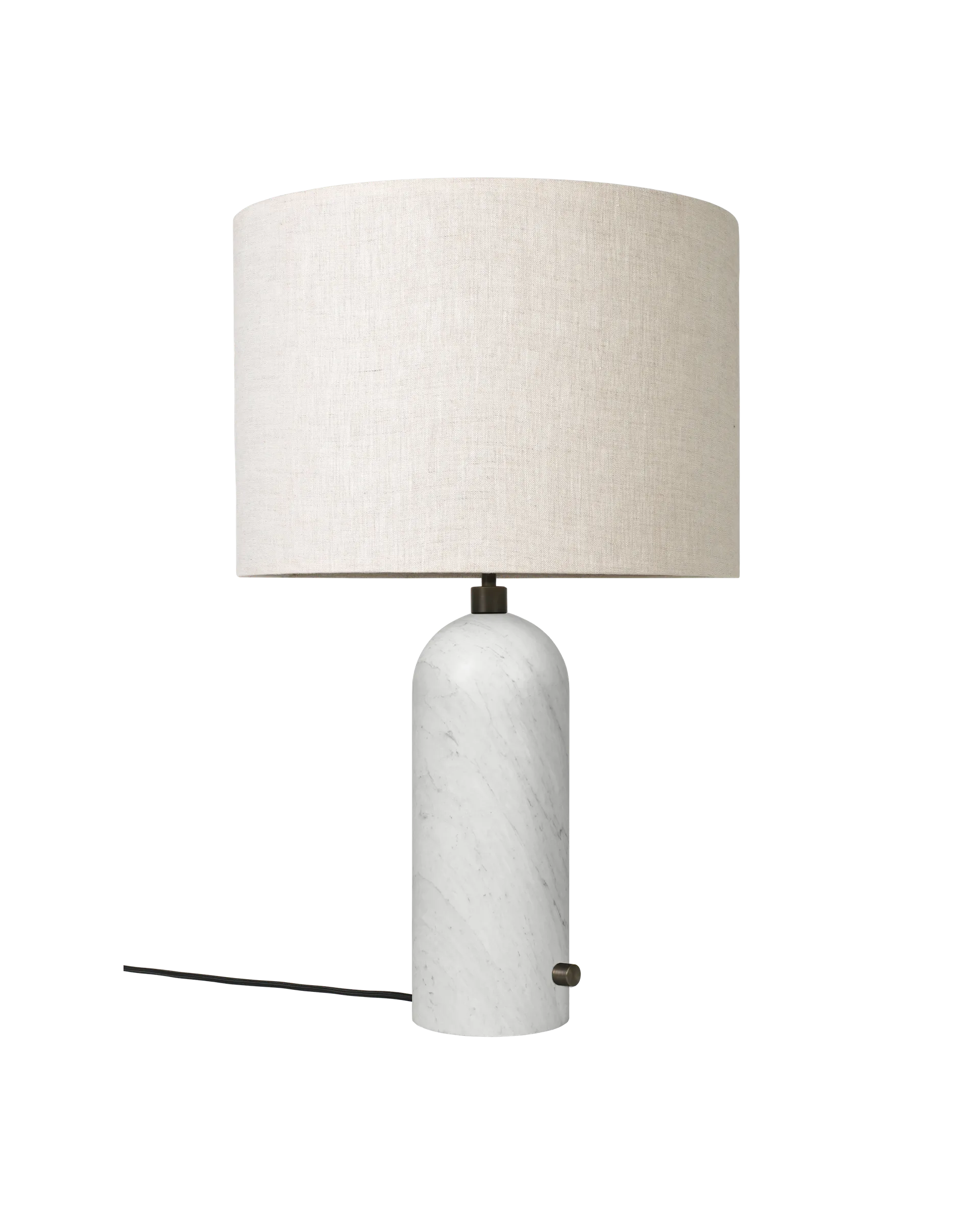 Gravity Table Lamp - White Marble and Canvas Shade - Large