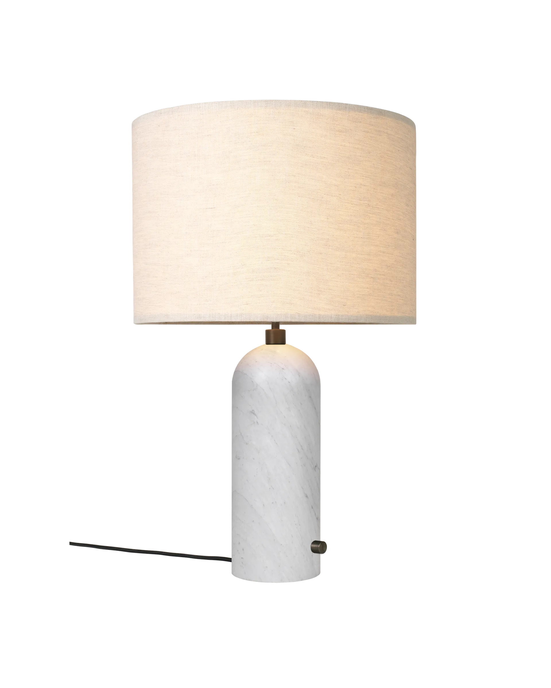 Gravity Table Lamp - White Marble and Canvas Shade - Large