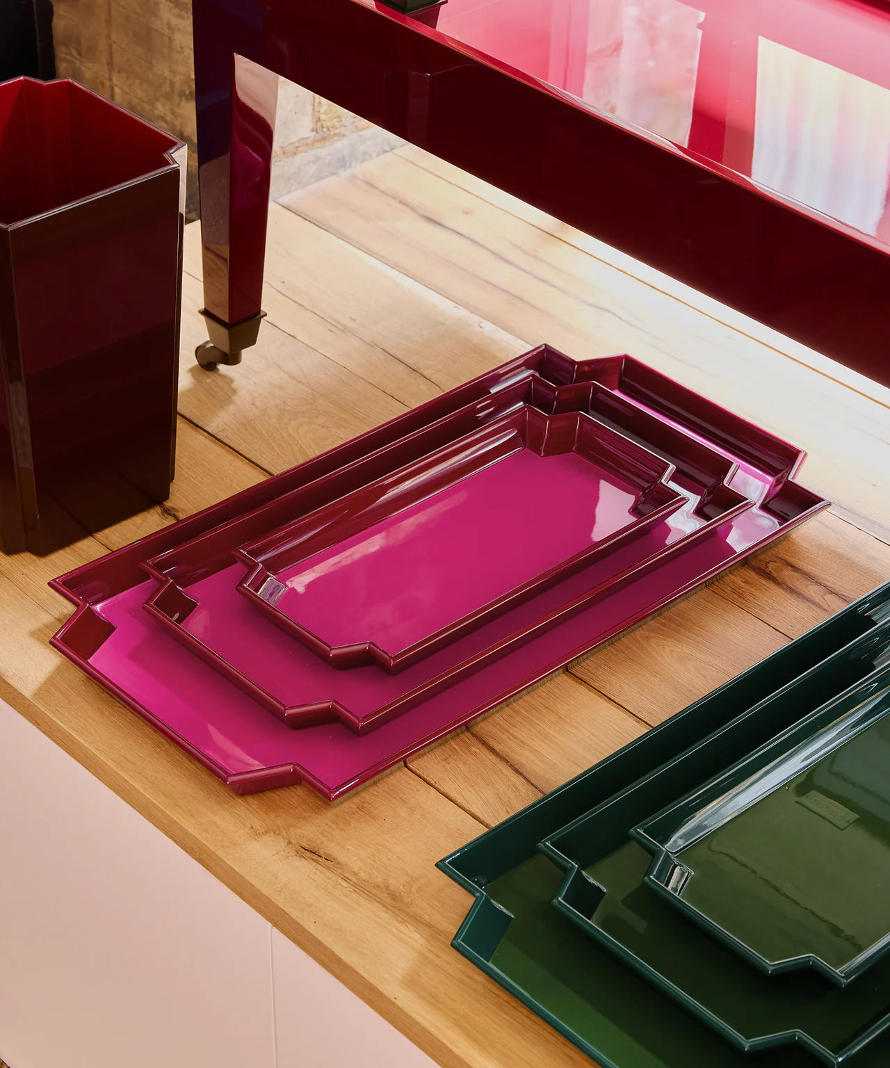 Small Jean Tray | Bordeaux Red/Fuchsia Pink