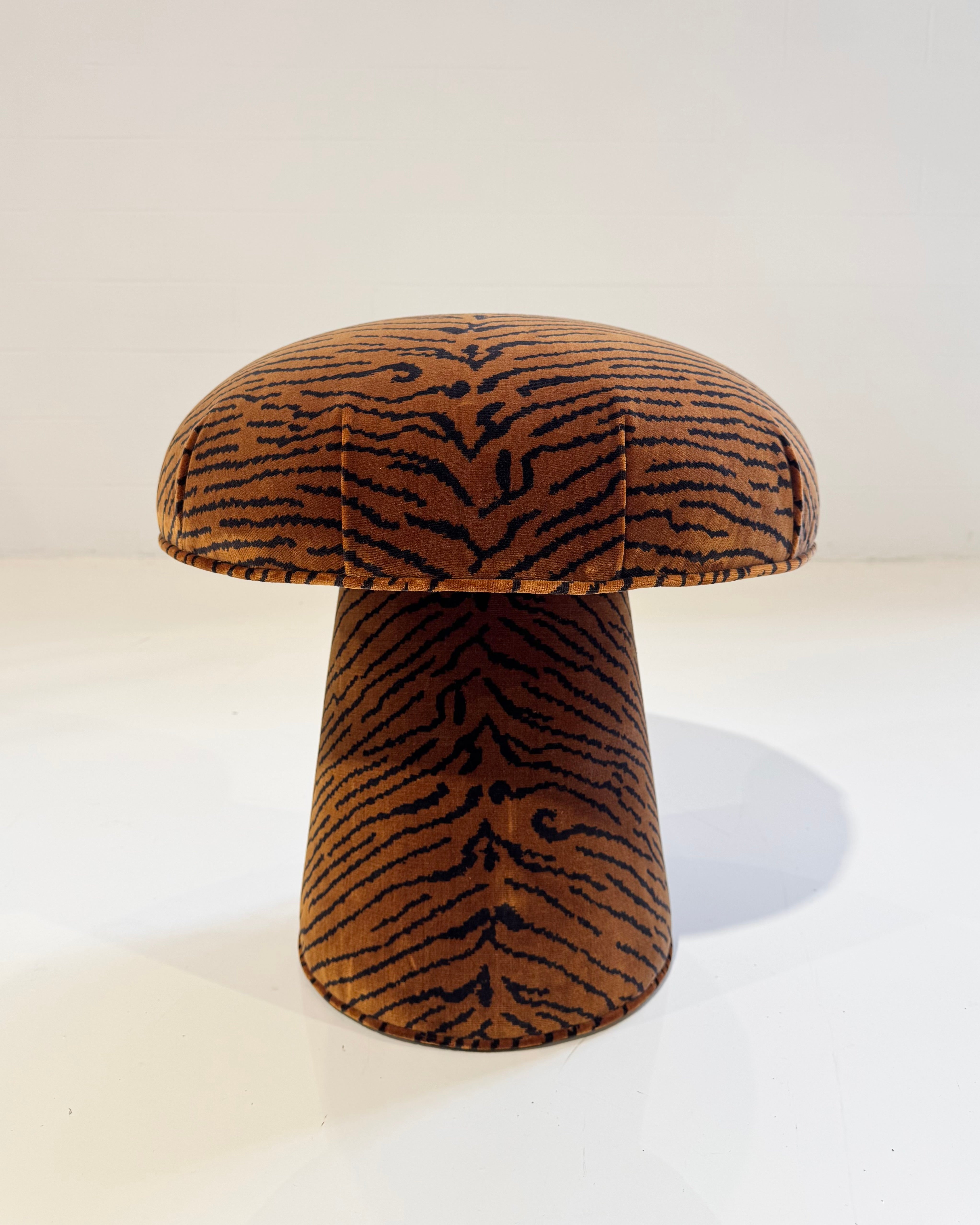 The Forsyth Mushroom Pouf in Dedar 'This Is The Tiger Speaking'