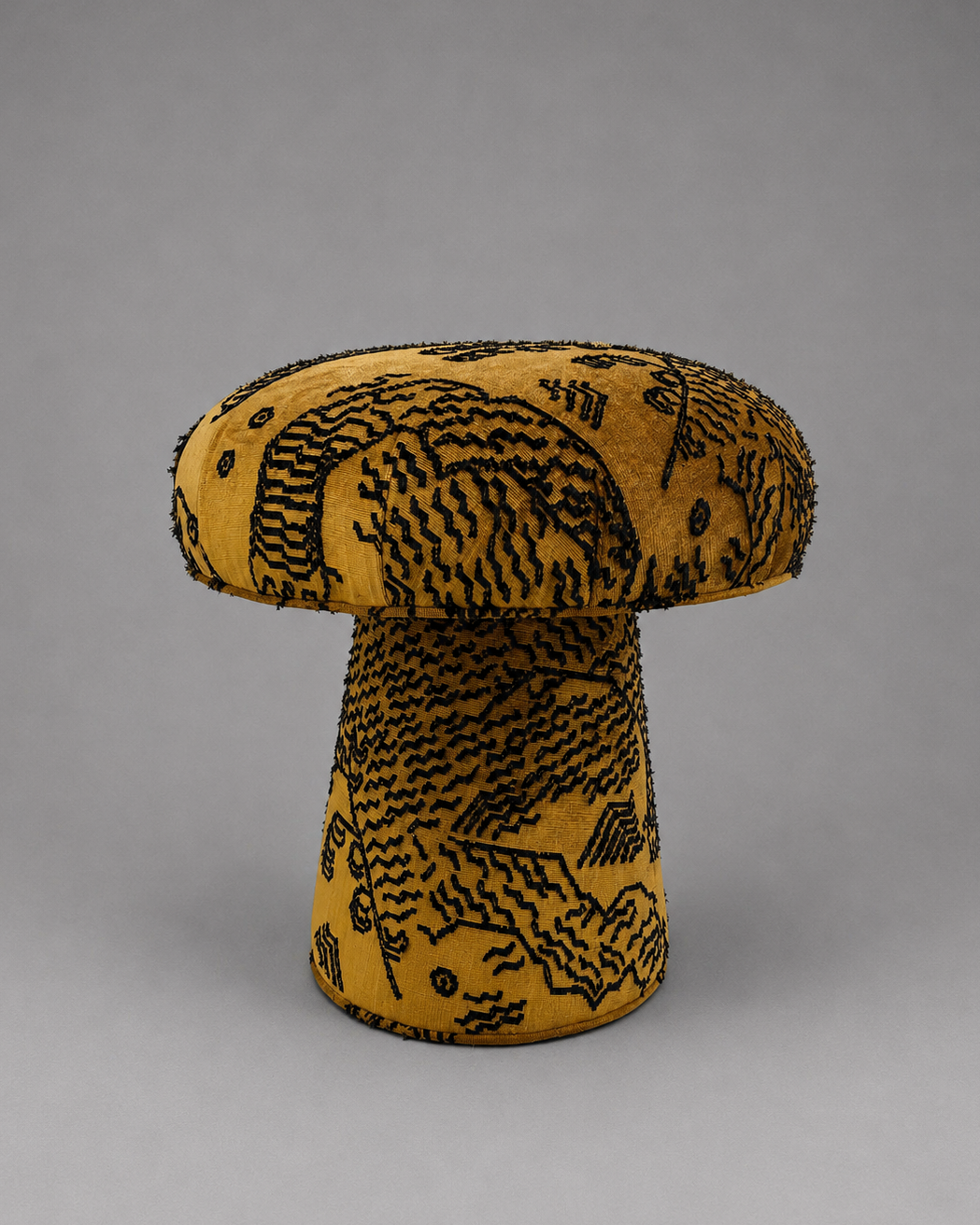 The Forsyth Mushroom Pouf in Dedar 'Tiger Mountain' Jacquard Velvet
