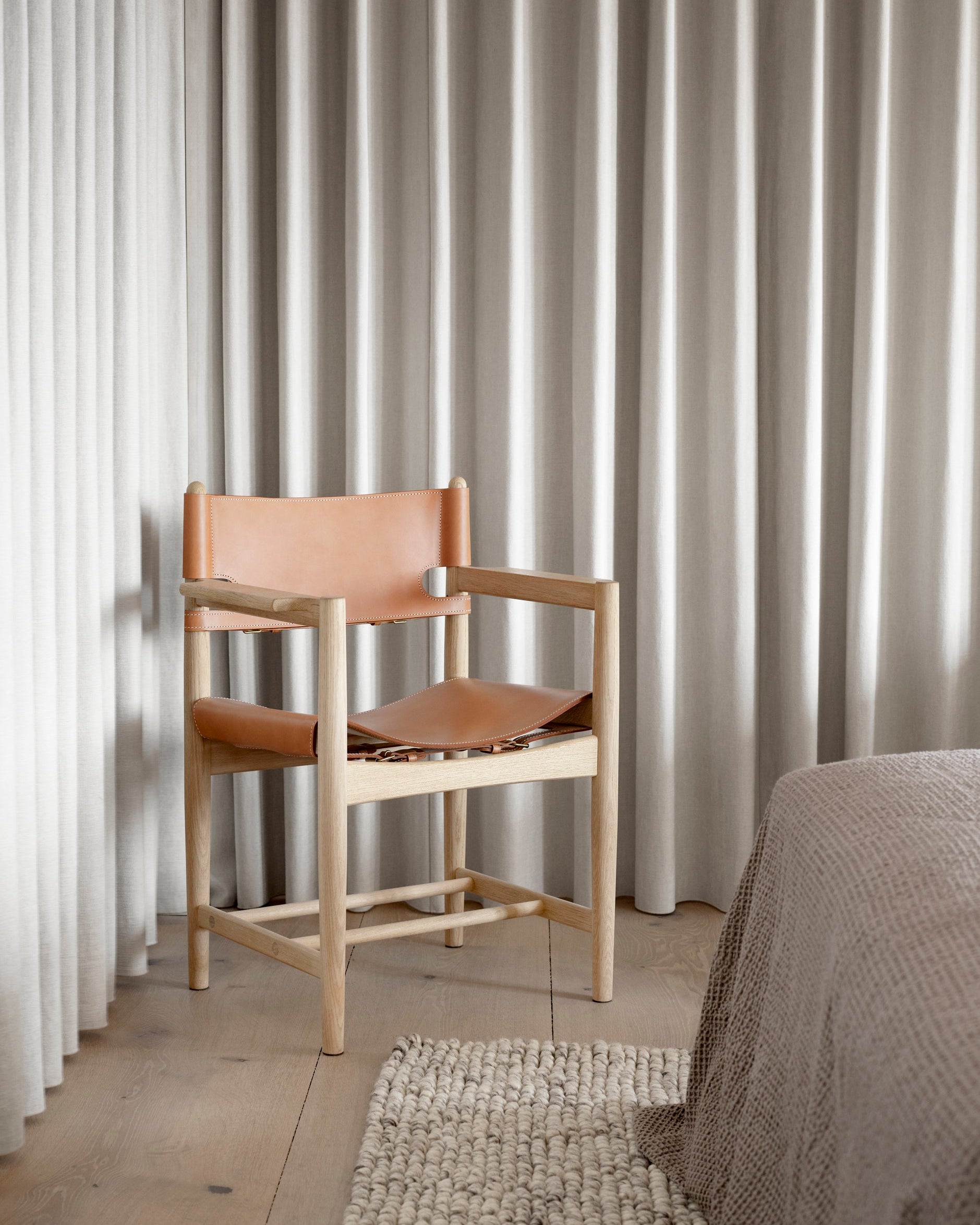 The Spanish Dining Armchair | Natural Leather and Soaped Oak