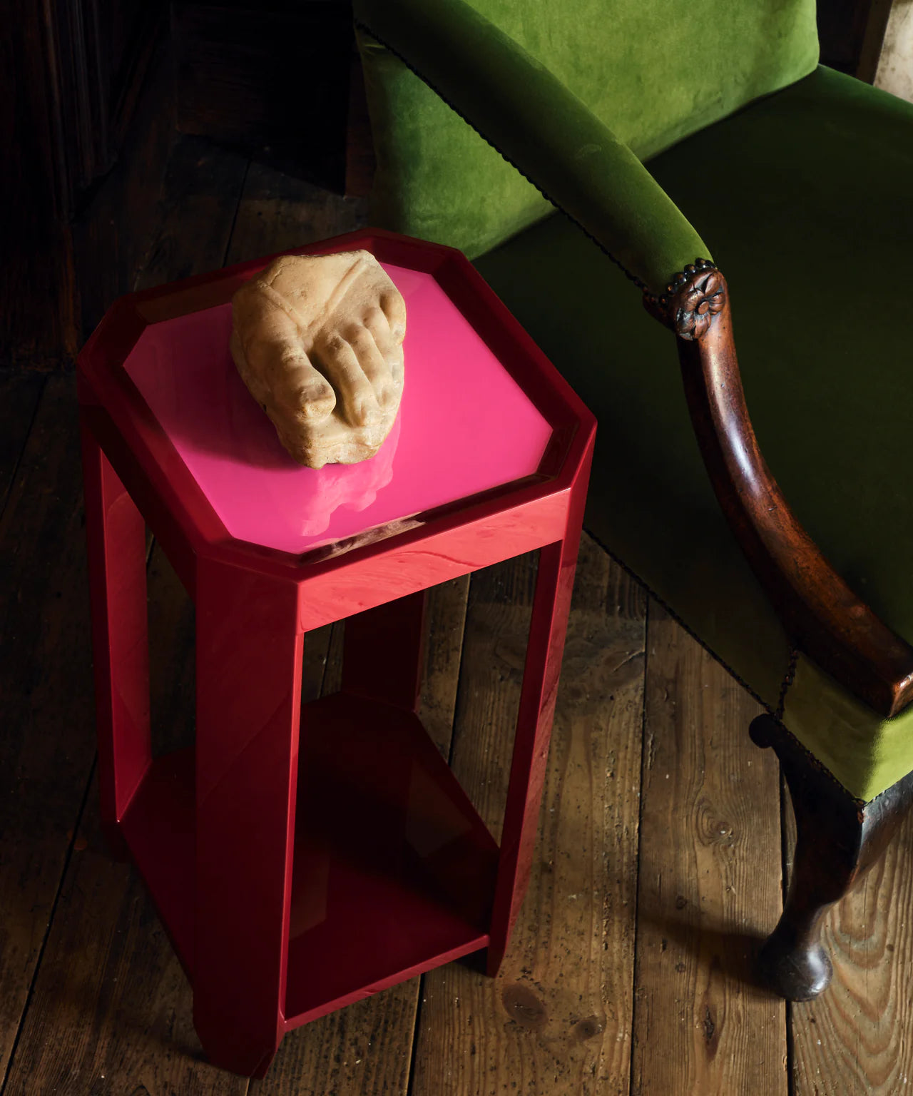 Felix Drink Table | Bordeaux Red/ Fuchsia Pink