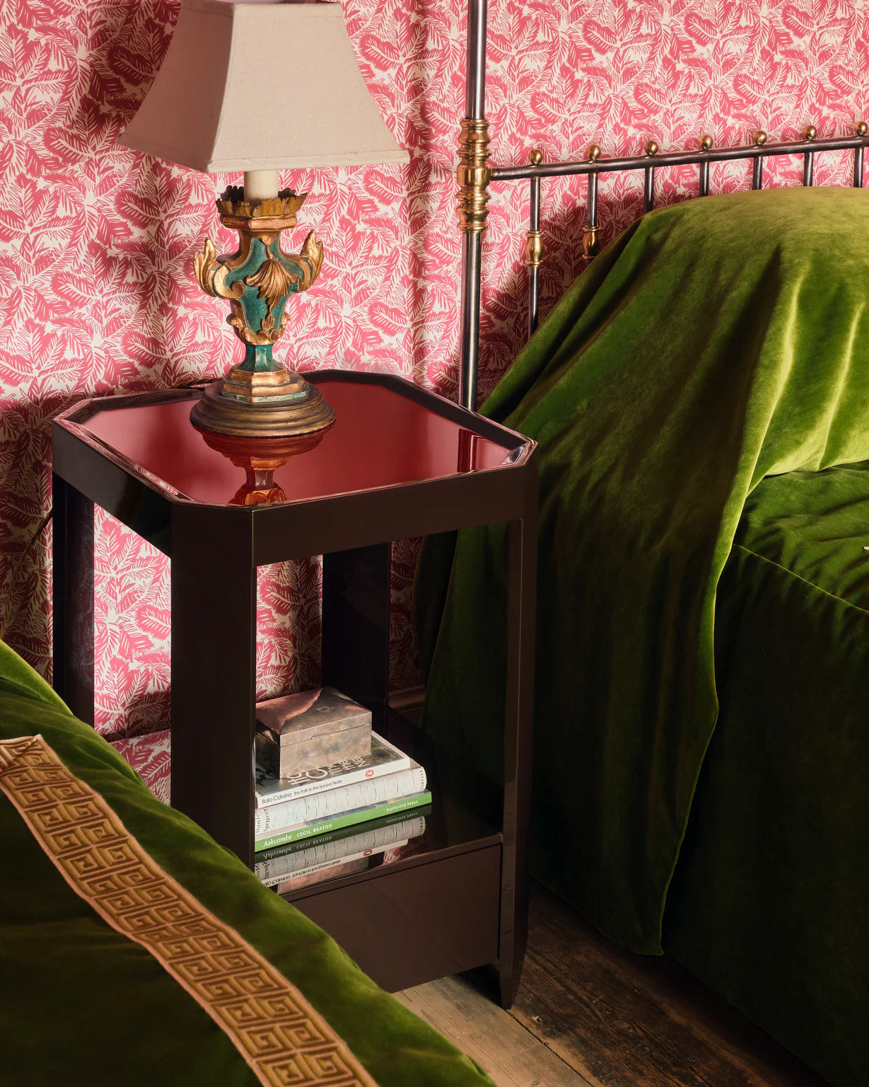 Felix Bedside Table | Bordeaux Red/Chocolate