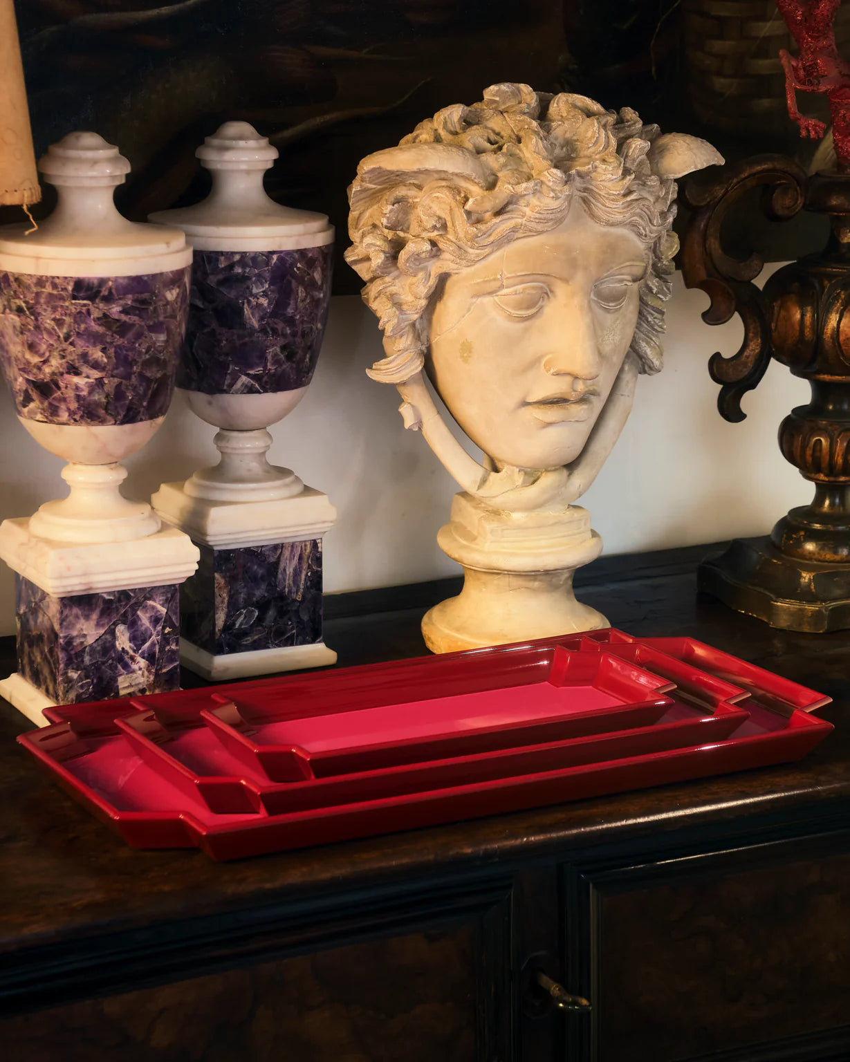 Small Jean Tray | Bordeaux Red/Fuchsia Pink