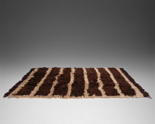 The Woolly Shag Rug - Cocoa and Cream Stripe