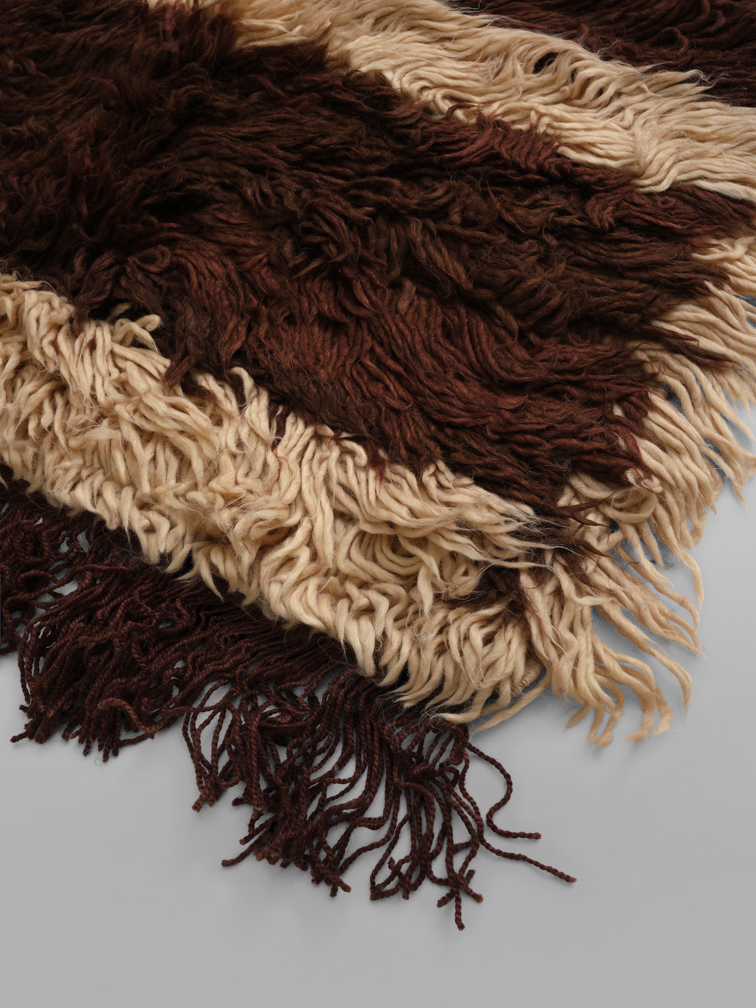 The Woolly Shag Rug - Cocoa and Cream Stripe