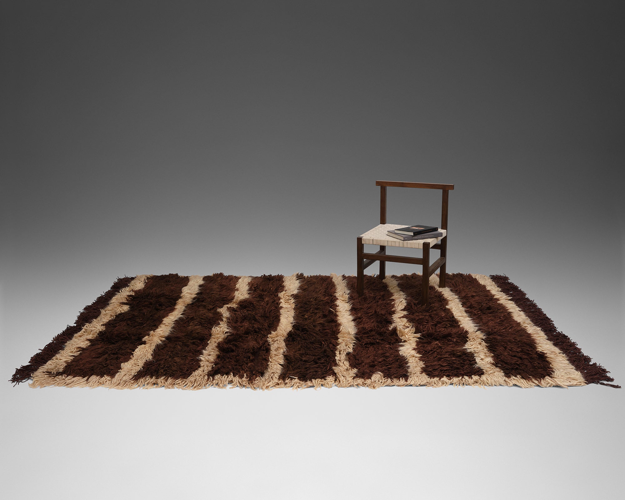 The Woolly Shag Rug - Cocoa and Cream Stripe