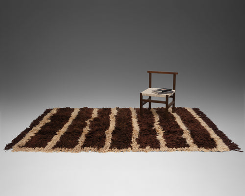 The Woolly Shag Rug - Cocoa and Cream Stripe