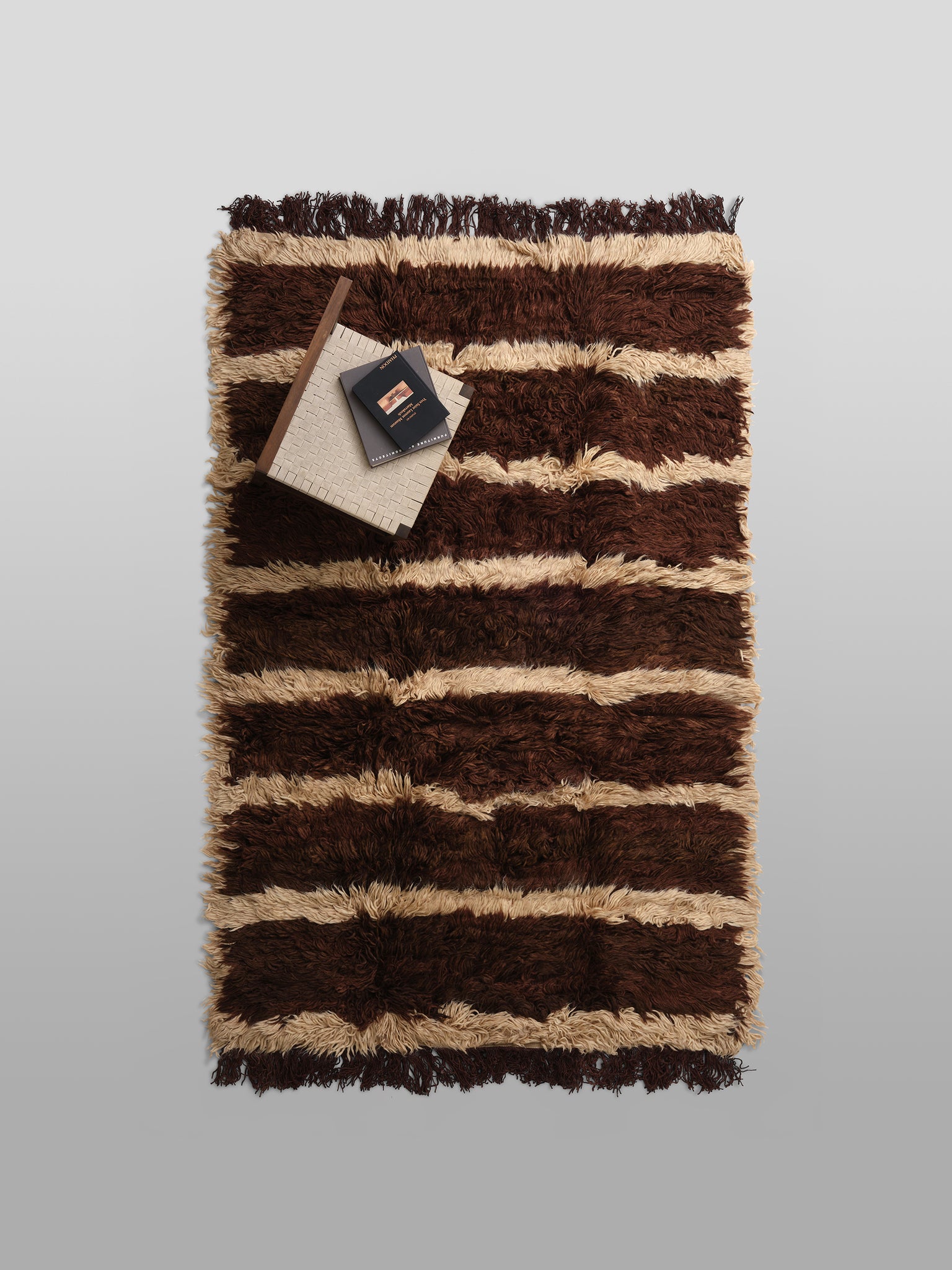 The Woolly Shag Rug - Cocoa and Cream Stripe