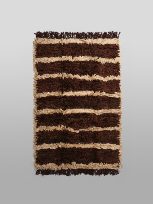 The Woolly Shag Rug - Cocoa and Cream Stripe