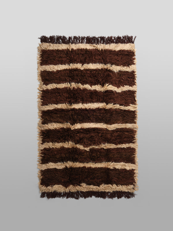 The Woolly Shag Rug - Cocoa and Cream Stripe