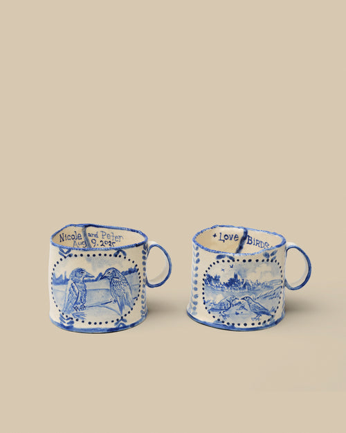 The Lovebirds Mugs, Wedding Gift Commission