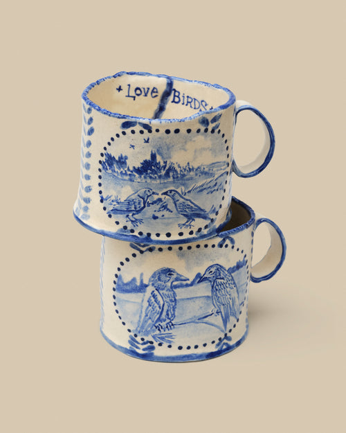 The Lovebirds Mugs, Wedding Gift Commission