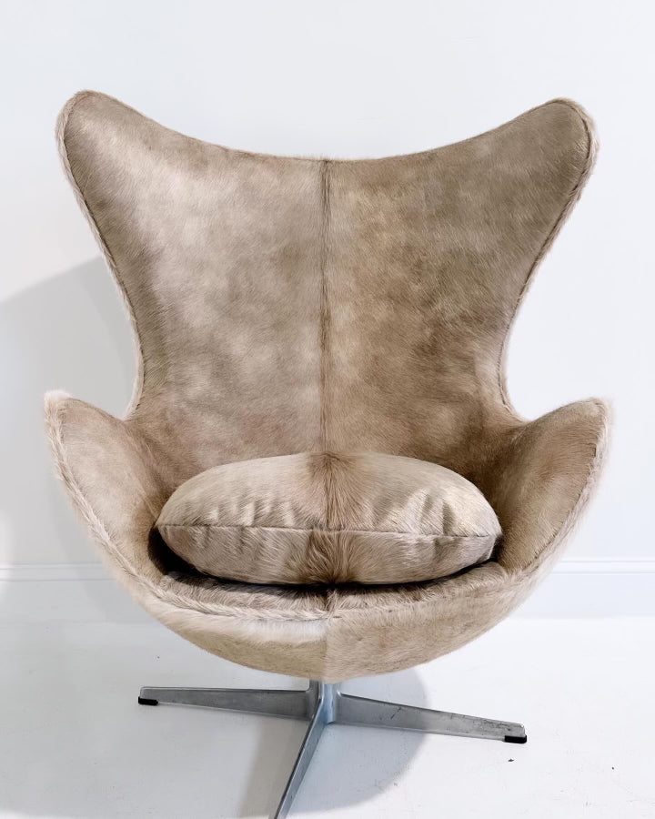 Egg Chair and Ottoman in Brazilian Cowhide