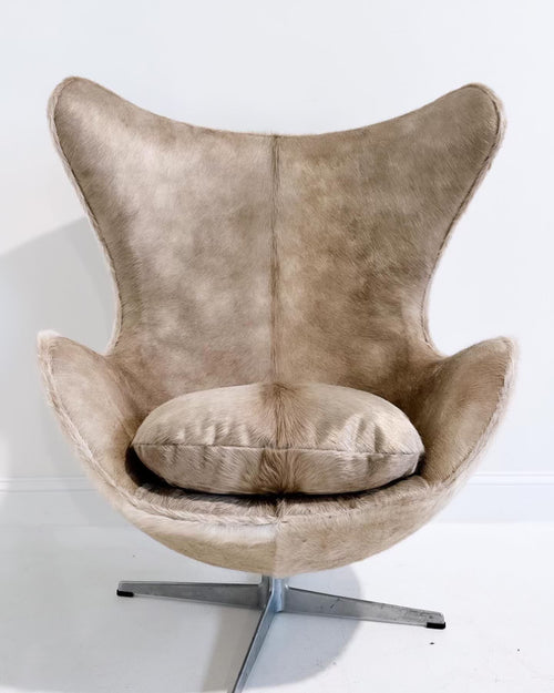 Egg Chair and Ottoman in Brazilian Cowhide