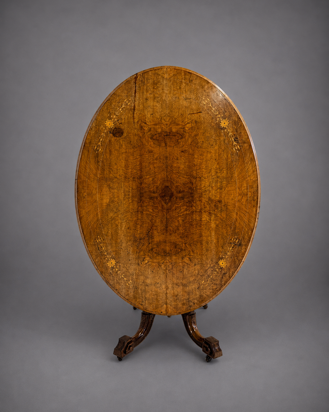 Antique Victorian Inlaid Tilt Top Table