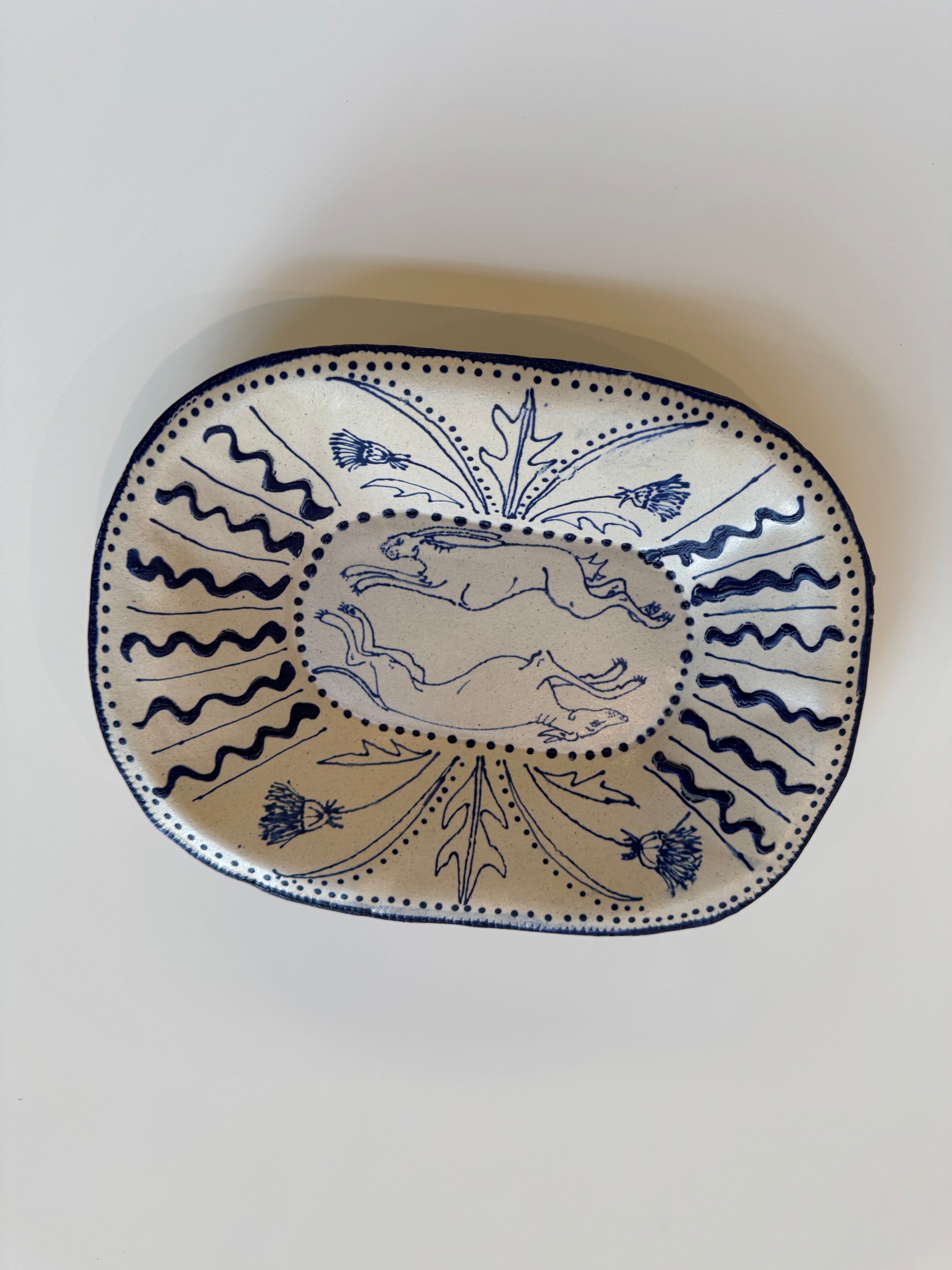 Hound and Hare Serving Dish