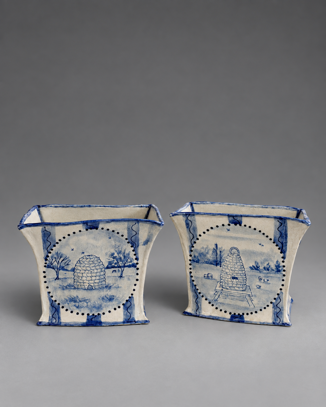 Bee Skep Vases, Pair