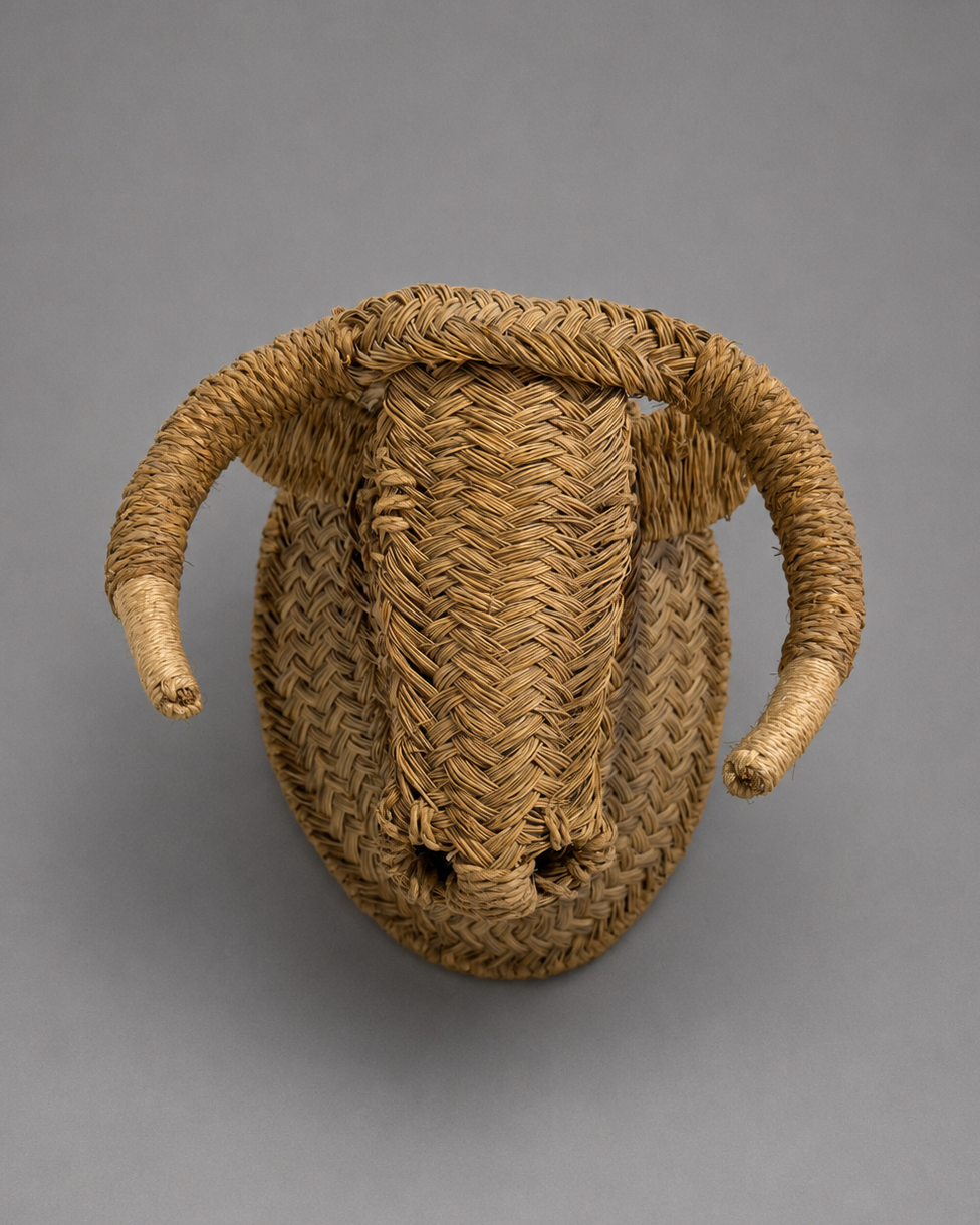 Mid-Century Rattan Bull