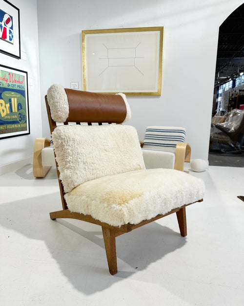 Model GE 375 Lounge Chair in California Sheepskin