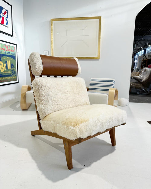 Model GE 375 Lounge Chair in California Sheepskin, One Available