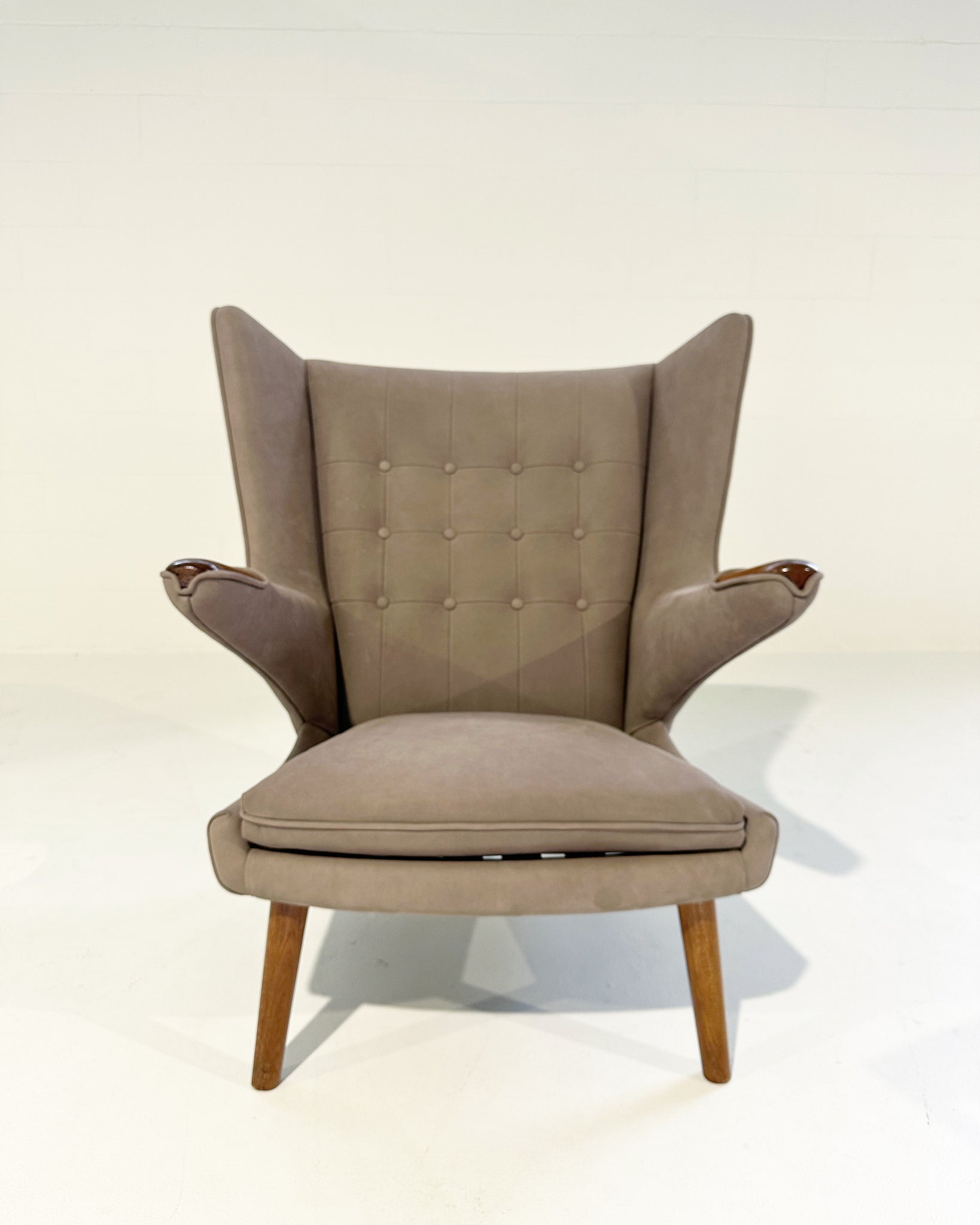 Papa Bear Chair with Ottoman in Loro Piana Nubuck