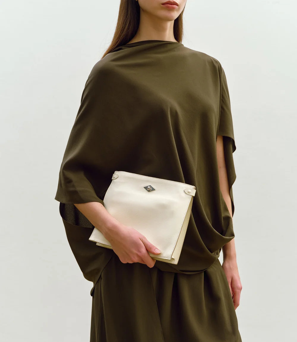 Stowaway Crossbody in Smooth Calfskin White Sand