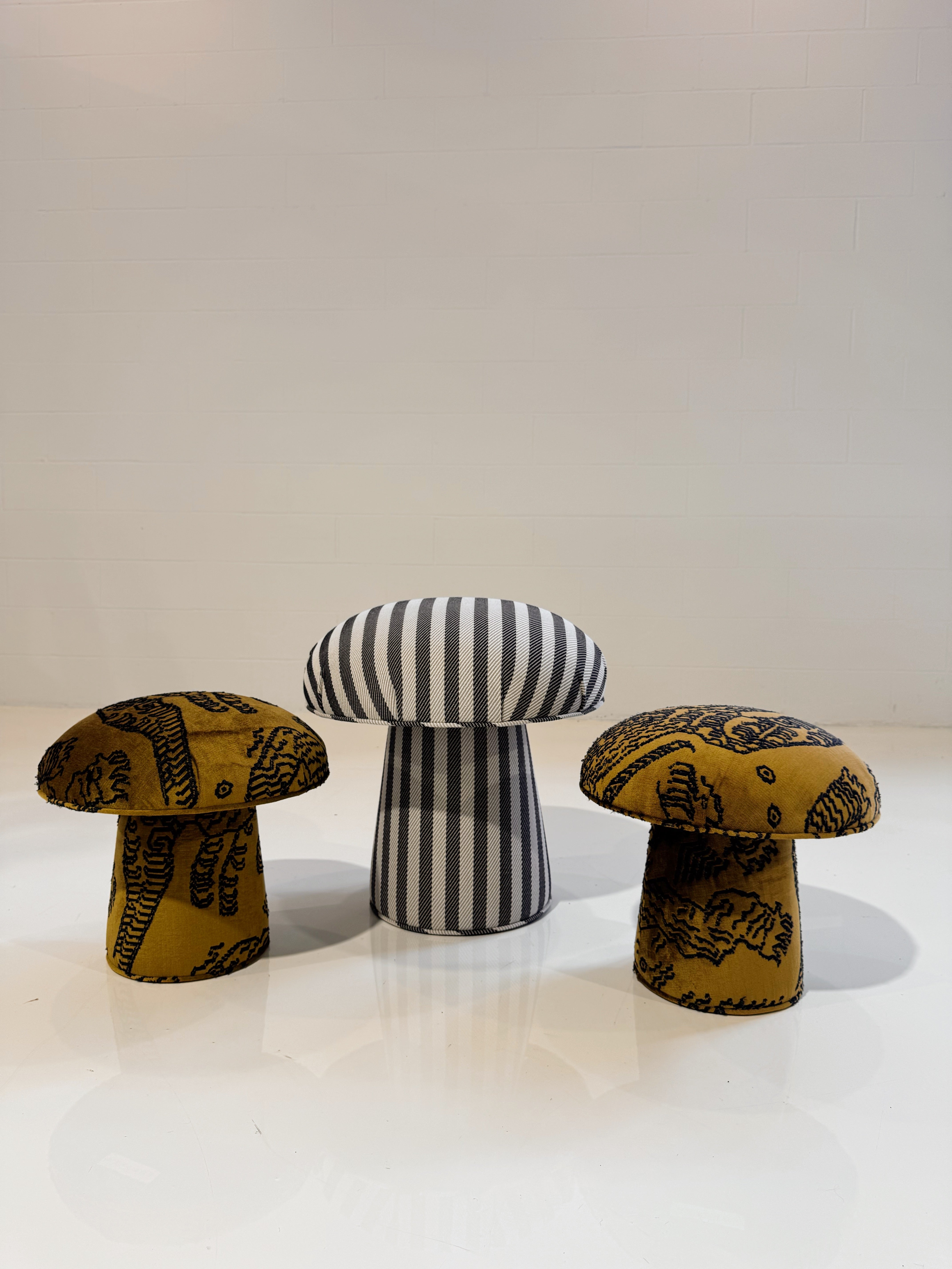 The Forsyth Mini Mushroom Pouf in Dedar 'Tiger Mountain'