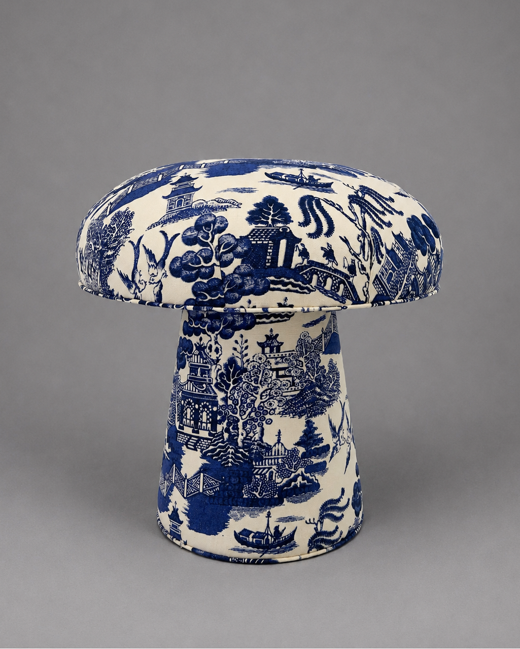 The Forsyth Mushroom Pouf in Beata Heuman Willow Linen Cotton