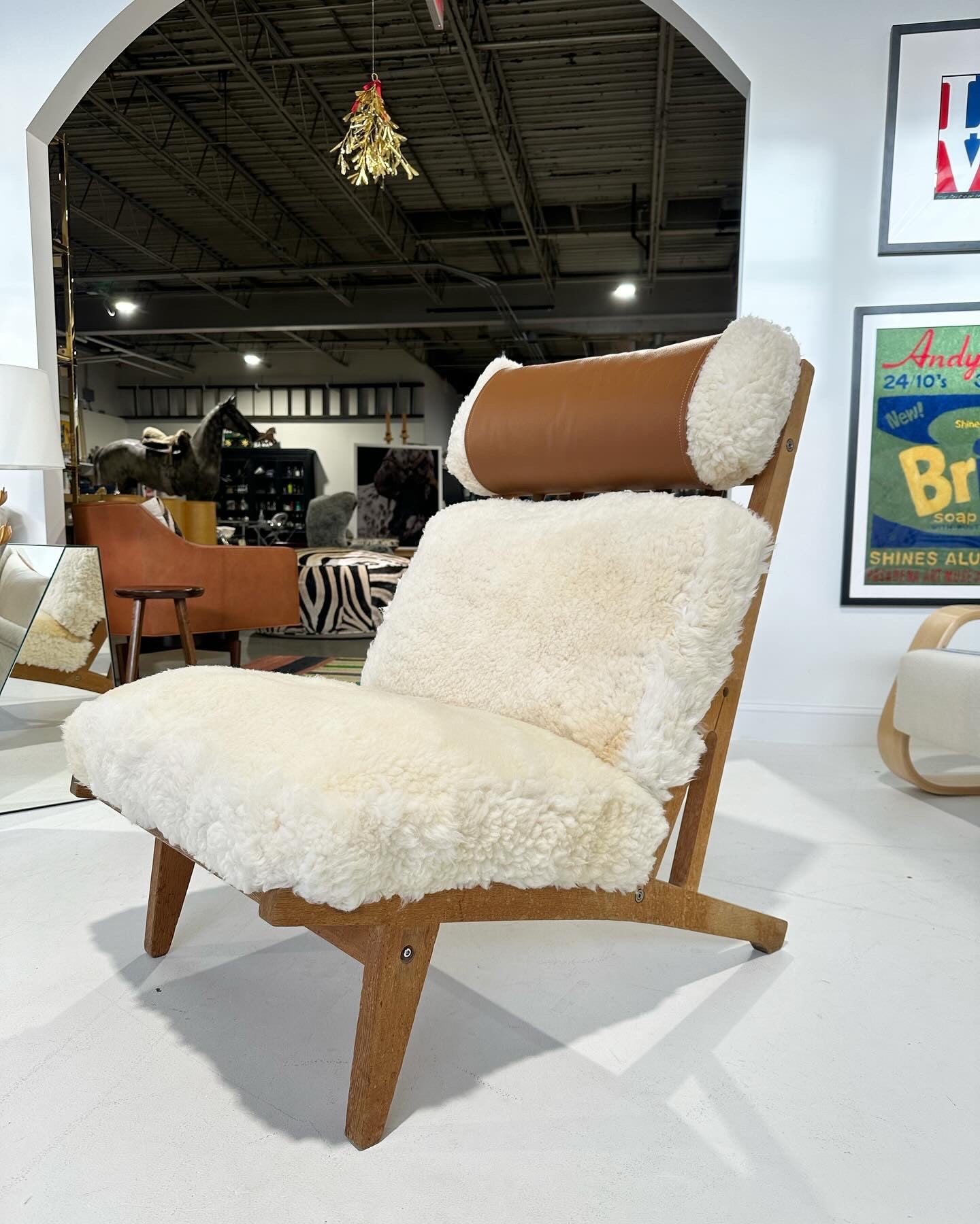 Model GE 375 Lounge Chair in California Sheepskin