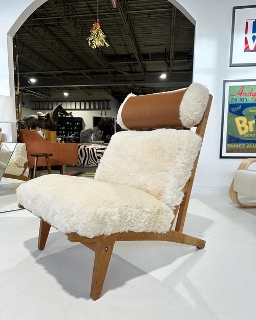 Model GE 375 Lounge Chair in California Sheepskin, One Available