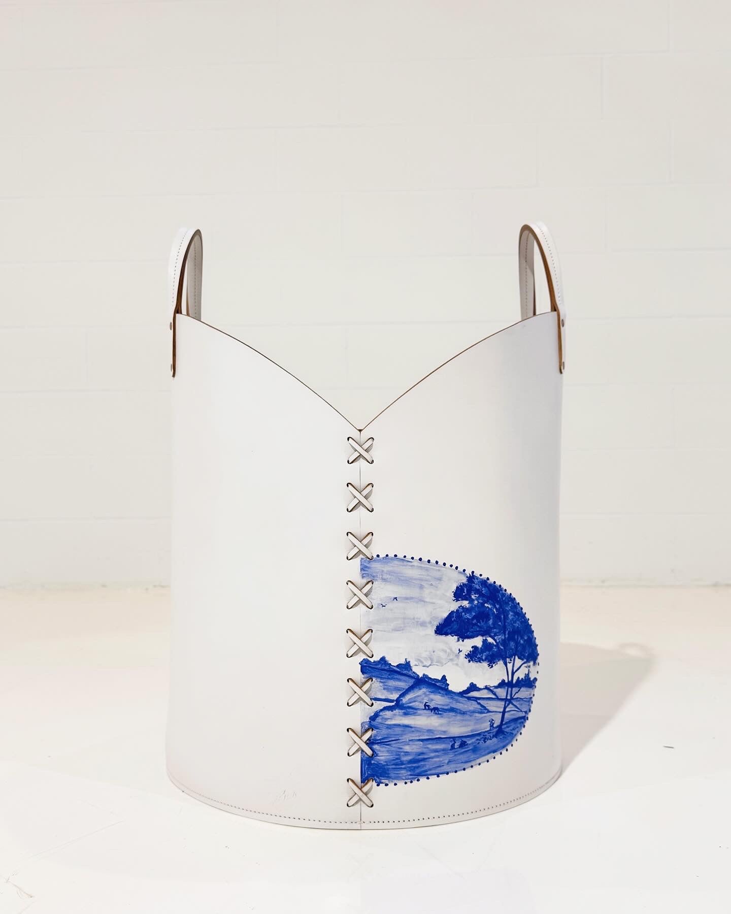 Log Basket, Hand-Painted, One-of-a-Kind