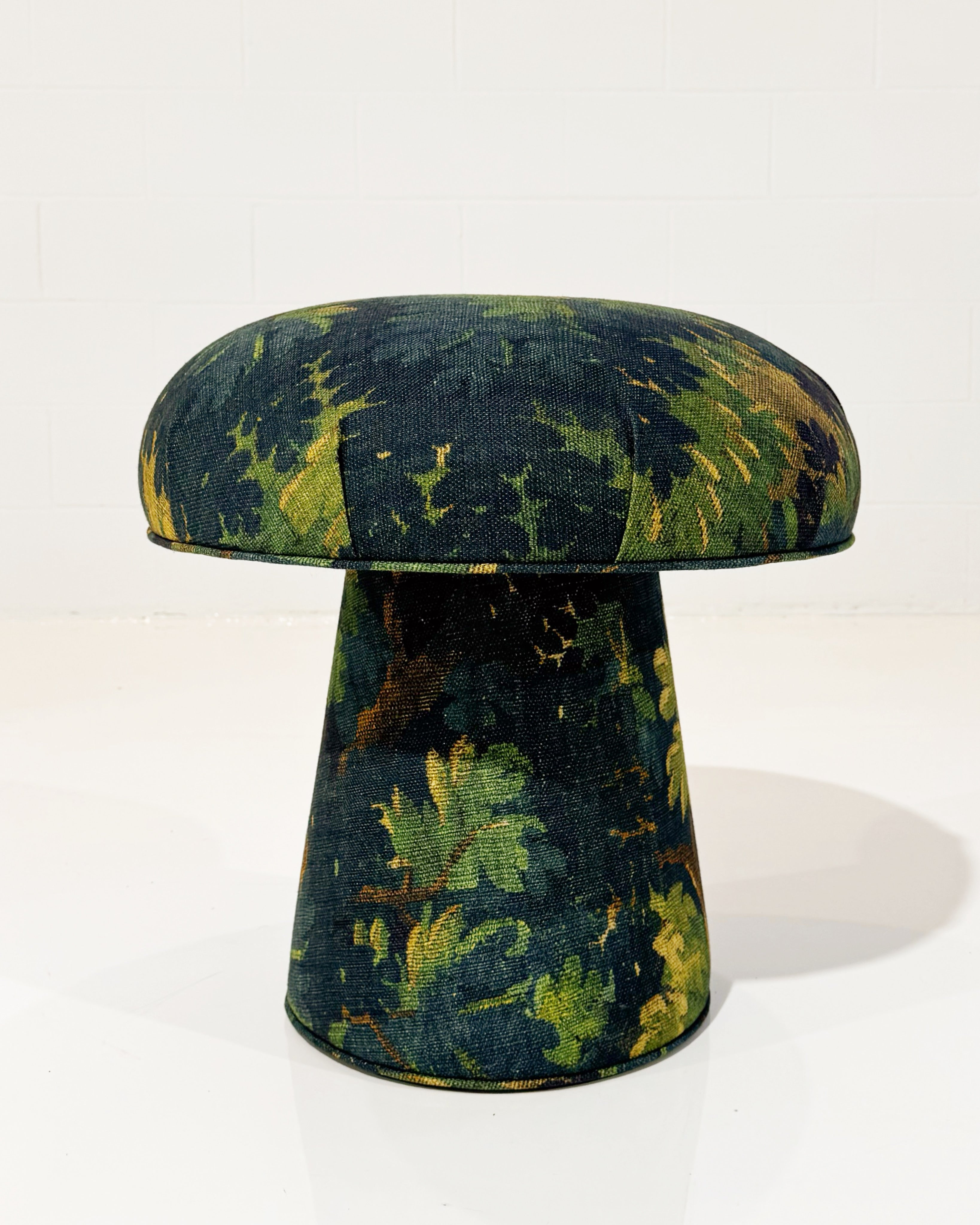 The Forsyth Mushroom Pouf in Dedar 'Schwarzwald' Verdure