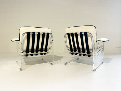 Argenta Lucite Chairs in Inata Alpaca Fabric, pair