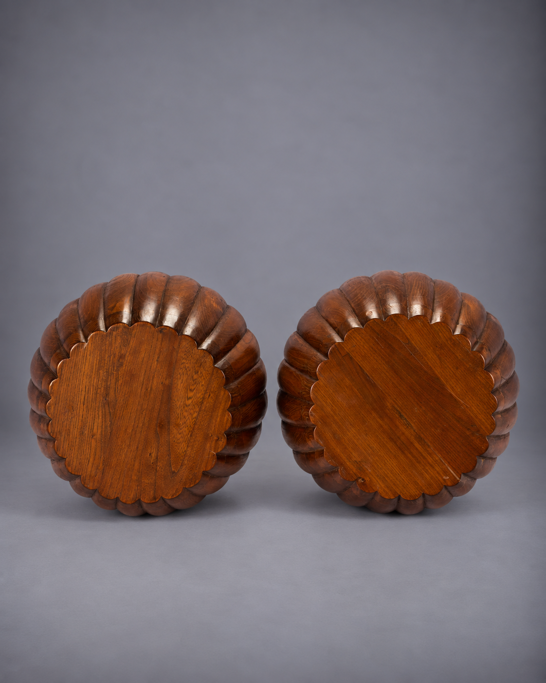 c. 1900 Pair of Chinese Hard Wood Barrel Stools