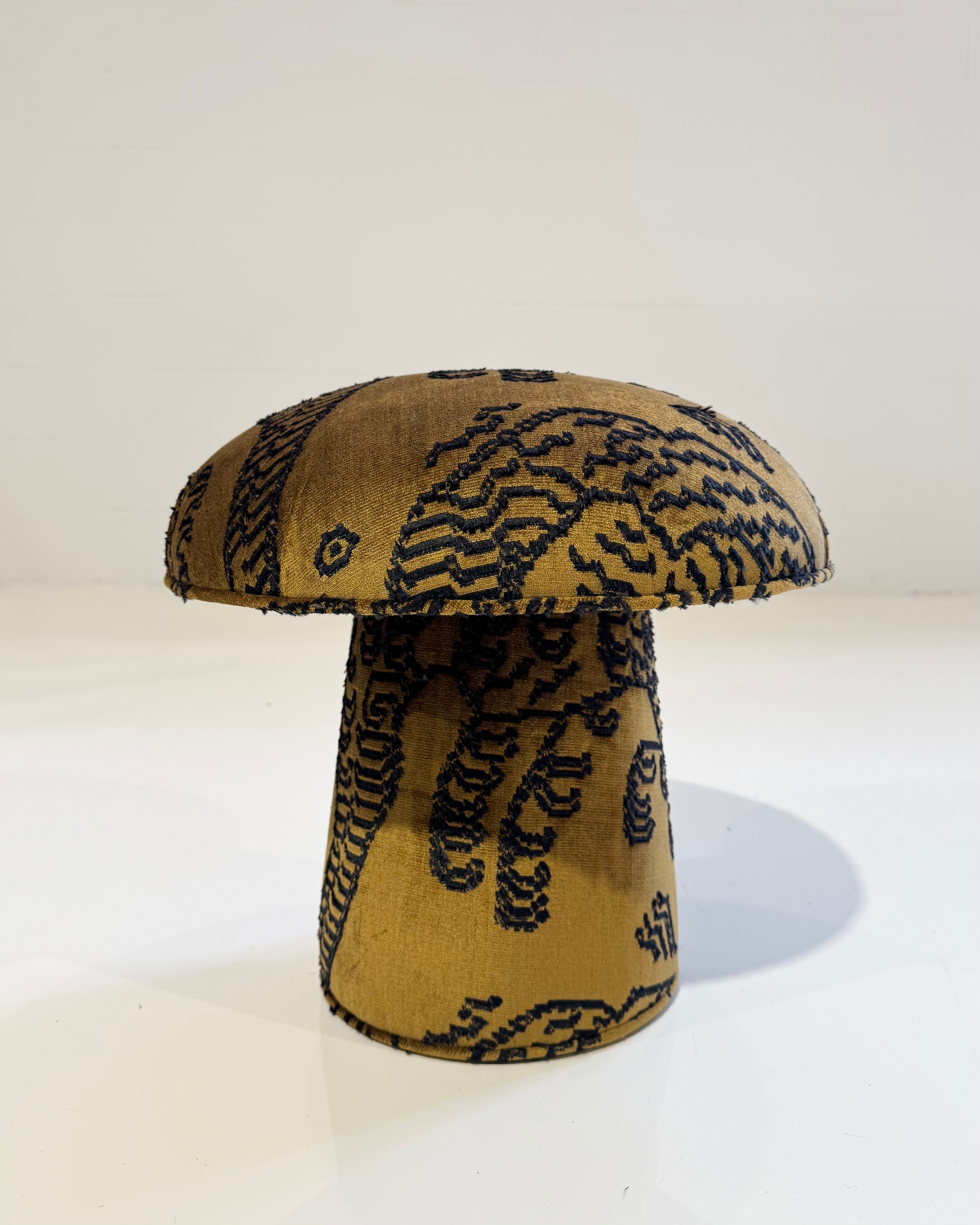 The Forsyth Mini Mushroom Pouf in Dedar 'Tiger Mountain'