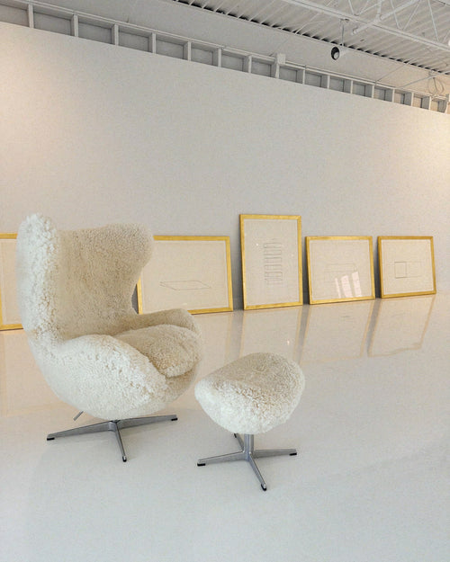 Bespoke Egg Chair and Ottoman in California Sheepskin