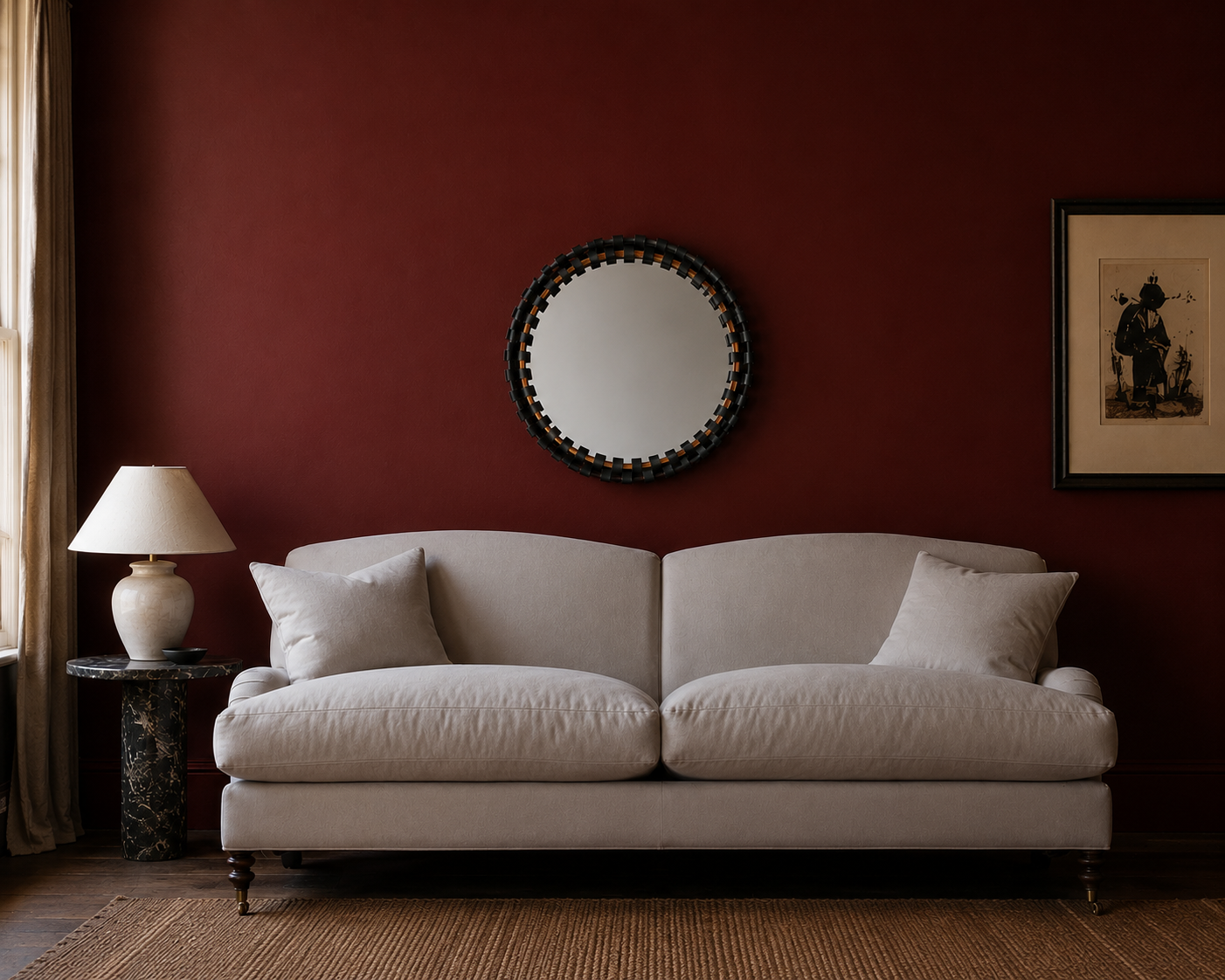 Rosette Mirror - Dark Green Leather