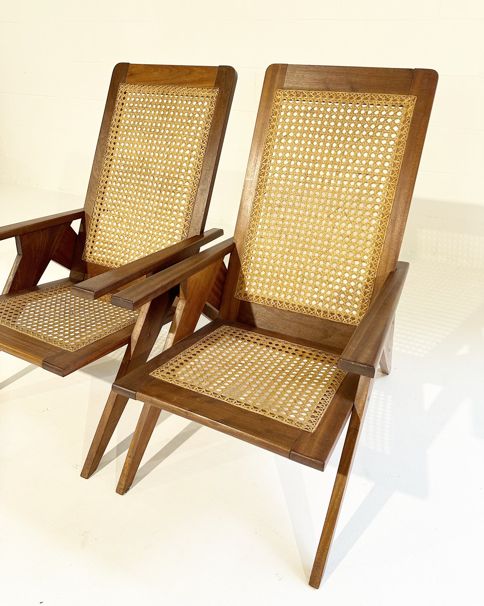 French Cane Back Chairs, pair