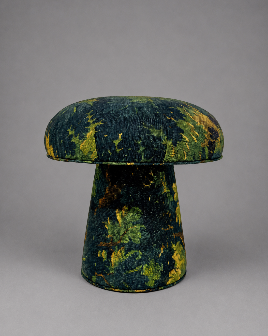 The Forsyth Mushroom Pouf in Dedar 'Schwarzwald' Verdure