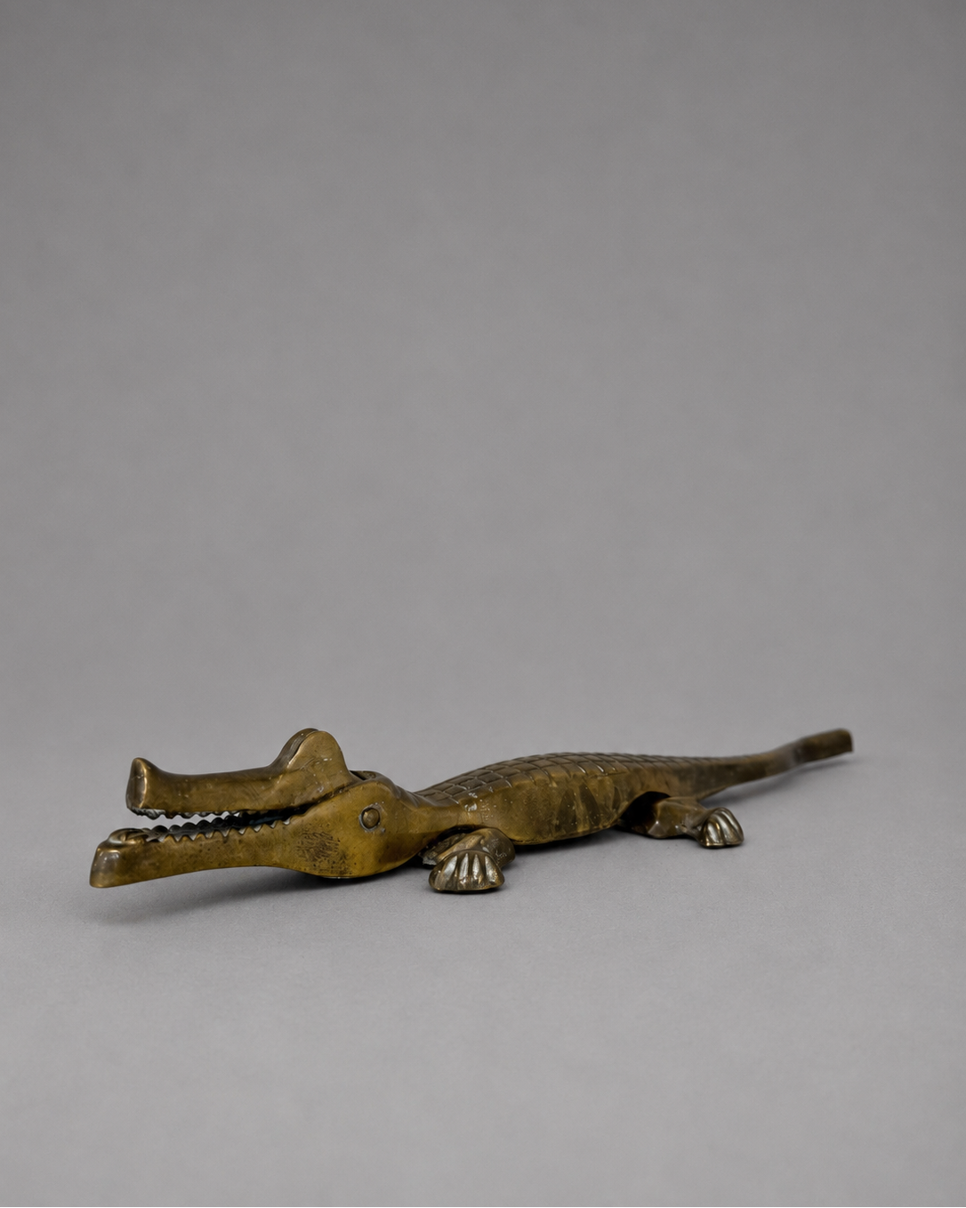 Vintage Brass Alligator Nutcracker