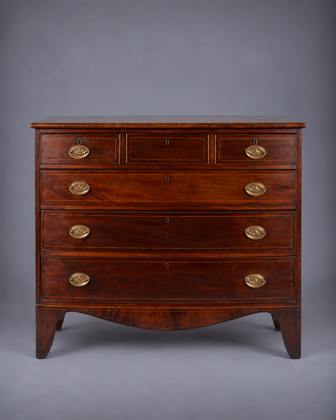 early 19th c. Regency Bowfront Chest of Drawers