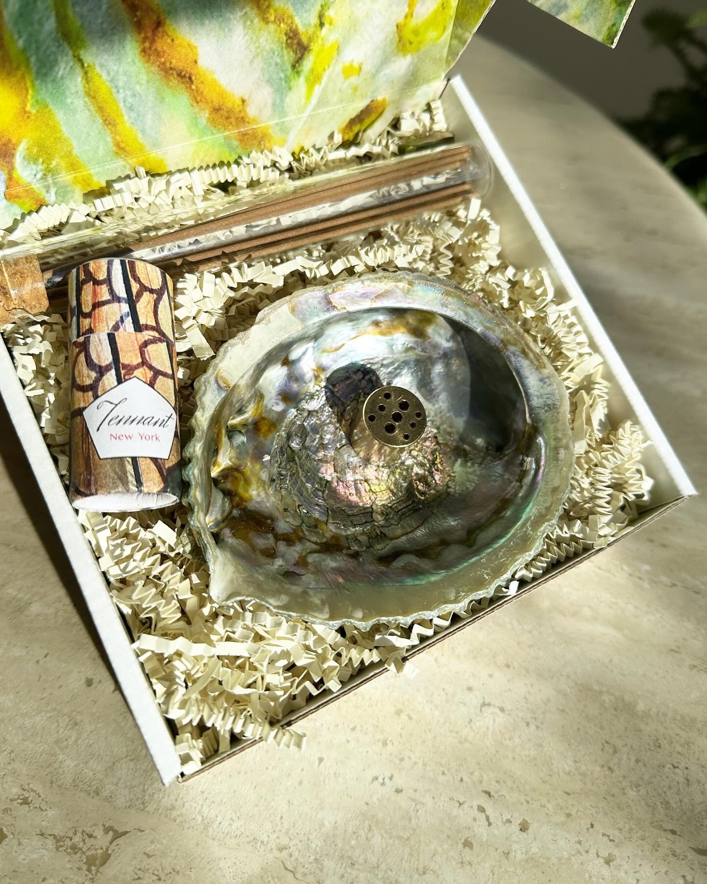 Abalone and Brass Incense Burner Gift Set