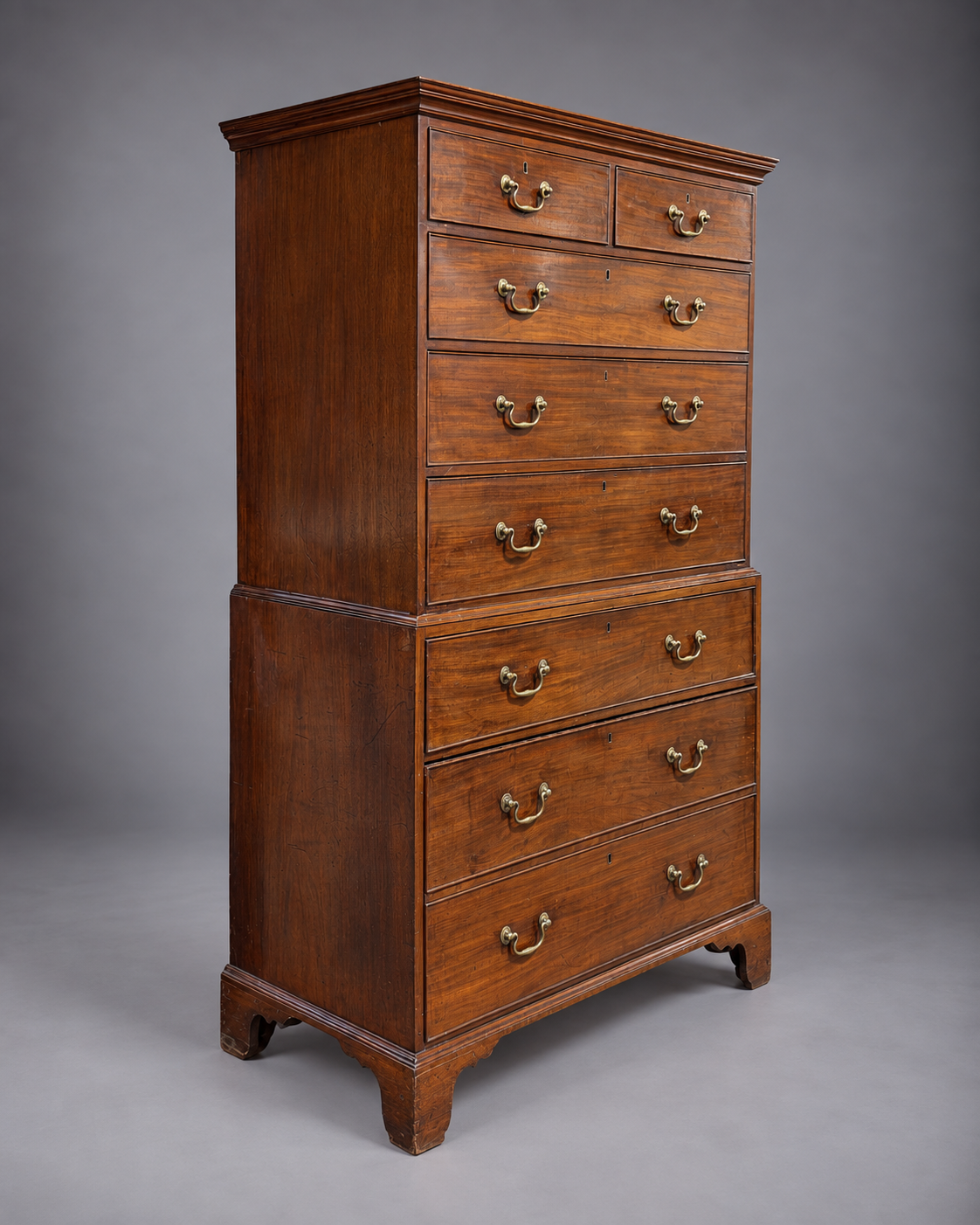 c. 1800 English George III Chest on Chest