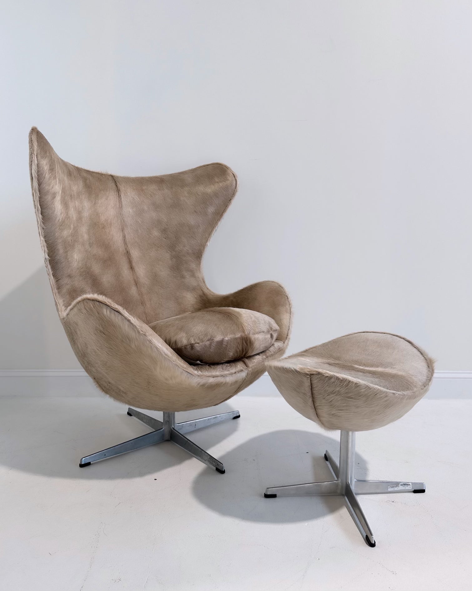 Egg Chair and Ottoman in Brazilian Cowhide