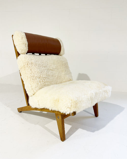 Model GE 375 Lounge Chair in California Sheepskin, One Available