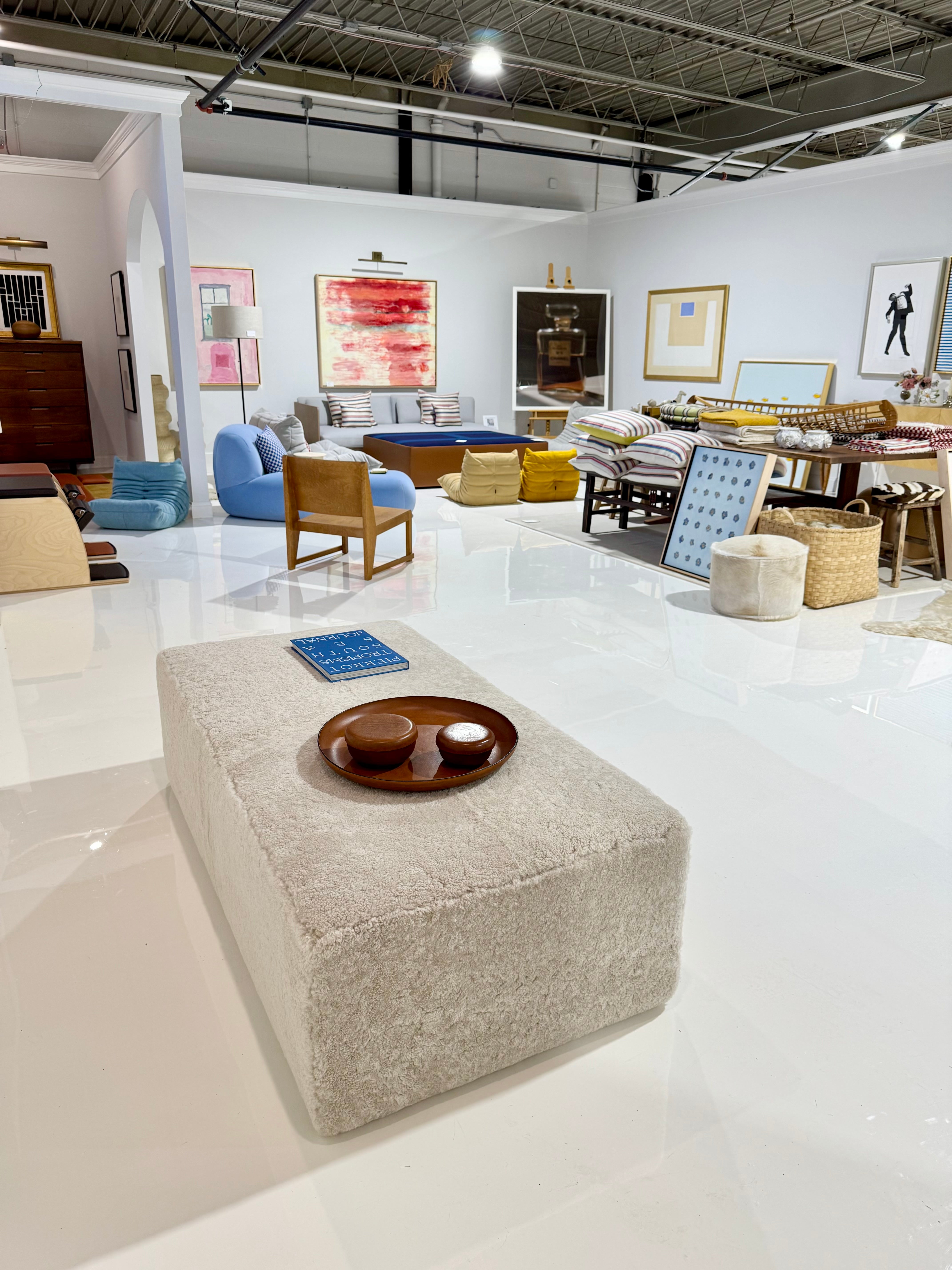 The Forsyth Ottoman in Shearling